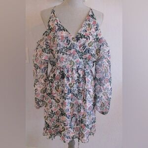 BCBGeneration Floral cold shoulder Long Sleeve Dress S